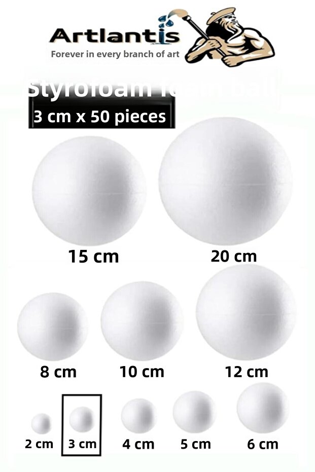 Styrofoam Foam Ball 3 cm 50 Pcs Foam Ball Sphere Balls Round Styrofoam Foam Ball School Experiment Hobby Sana