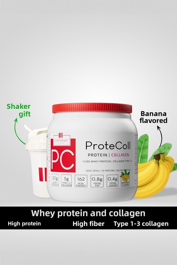 Protecoll | Whey Protein and Collagen | Banana Flavored | 10 Servings