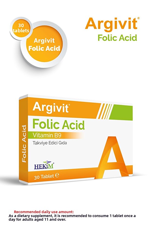 Folic Acid Vitamin B9 Containing Supplement Food 30 Tablets - 1