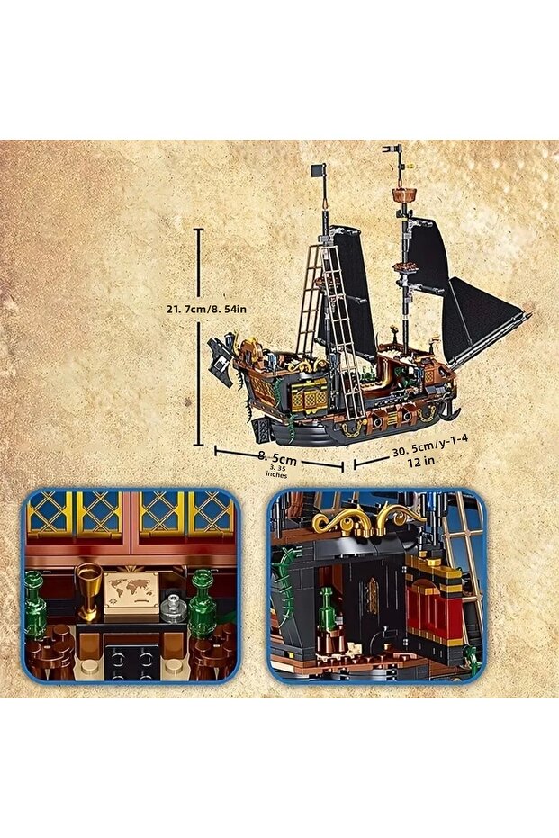 Pirate Ship Building Blocks Set 1328 Pieces Age 6 Pirates of the Caribbean Pirates Model Kit - 4