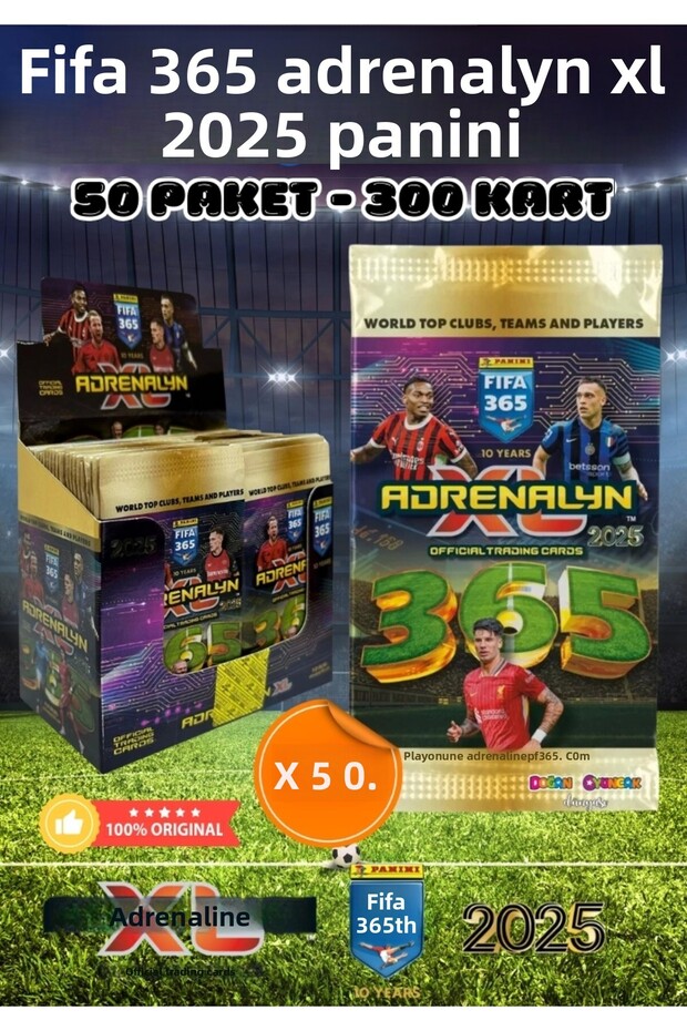 Panini Fifa 365 Adrenalyn XL 2025 Player Card - Football Player Cards - Trading Player Card - 50 Pack