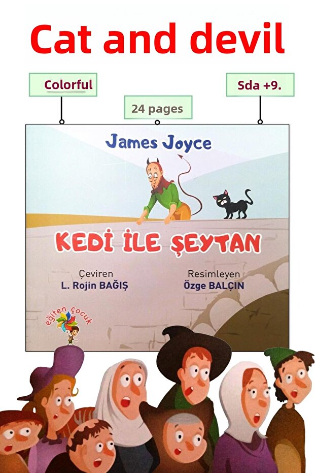 Kedi ile Şeytan - 6+ Yaş - Renkli Çocuk Kitabı - 24 Sayfa