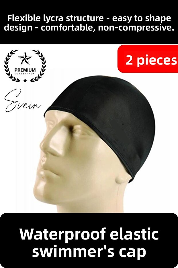 2 Pack Waterproof Cloth Cap Lycra Swimmer Sea Pool Elastic Unisex Ear Protection Suitable for Every Hair