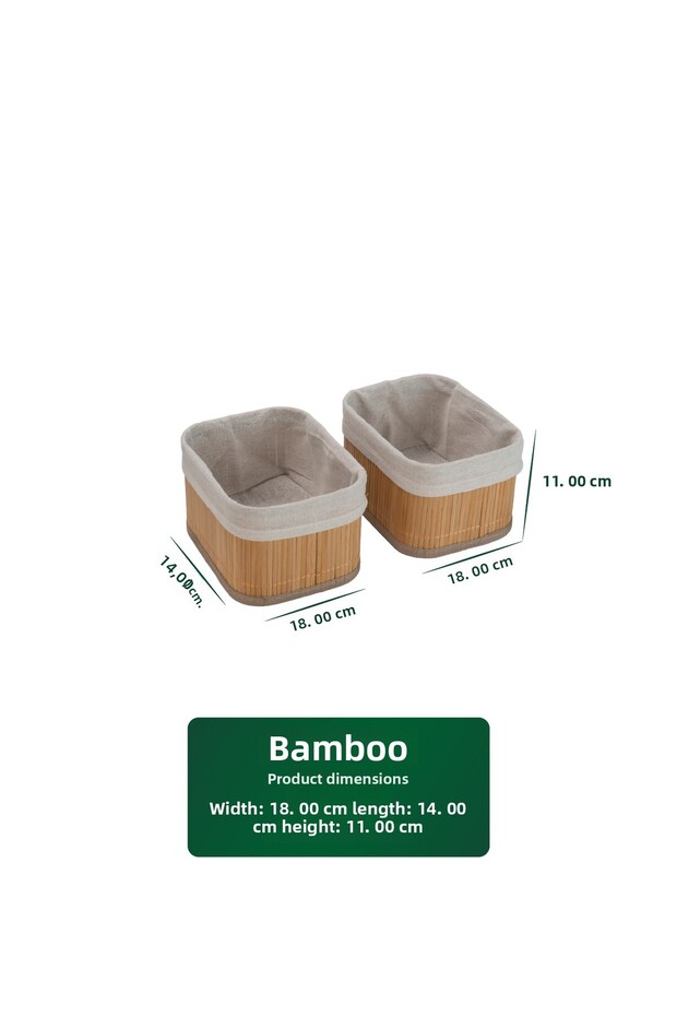 طقم سلال كتان مكون من 4 قطع مستطيلة الشكل - 4