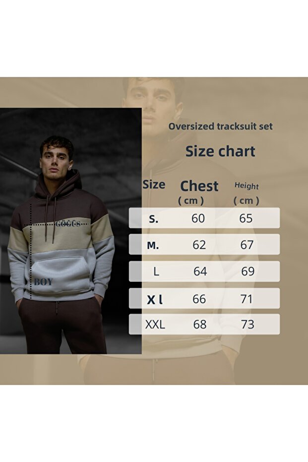 Oversize Mink Color Hooded Tracksuit Set - 4