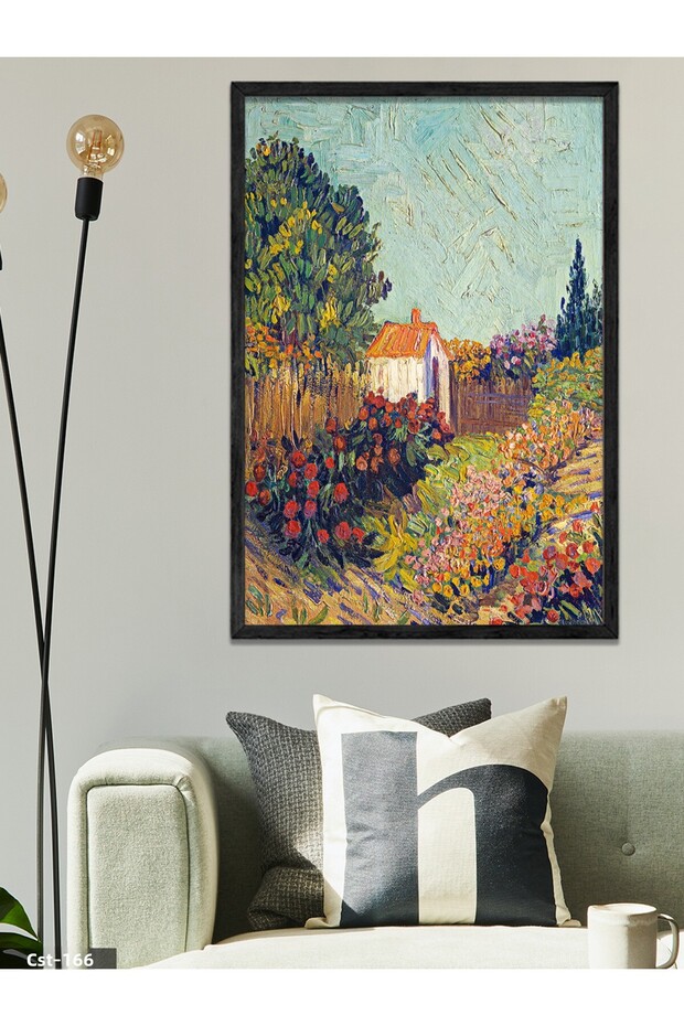 One Piece Black Wooden Framed Painting with Nature Oil Painting Look