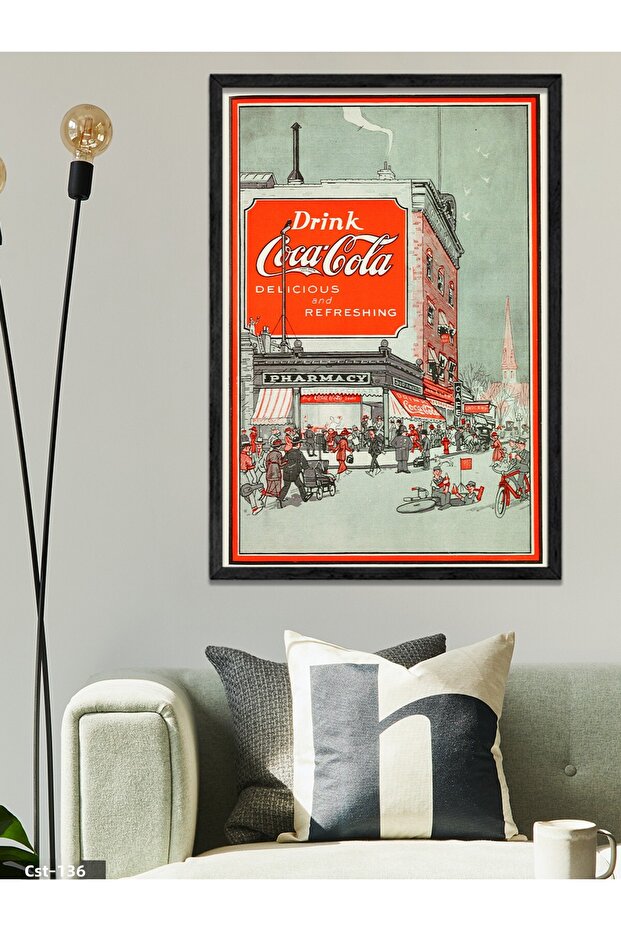Red Coca-Cola Factory One Piece Black Wooden Framed Painting
