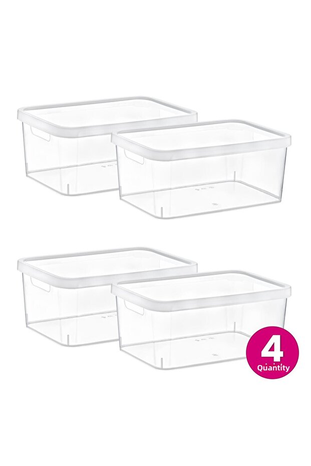 Stafi Set of 4 - Transparent Box with Lid, 4.5 Lt, Multi-Purpose - 5