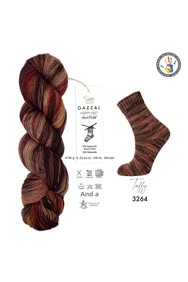 Happy Feet 75% Superwash Merino 25% Polyamide – 100 g 330 m Socks and Fine Knitting Yarn-3264-1 Pcs