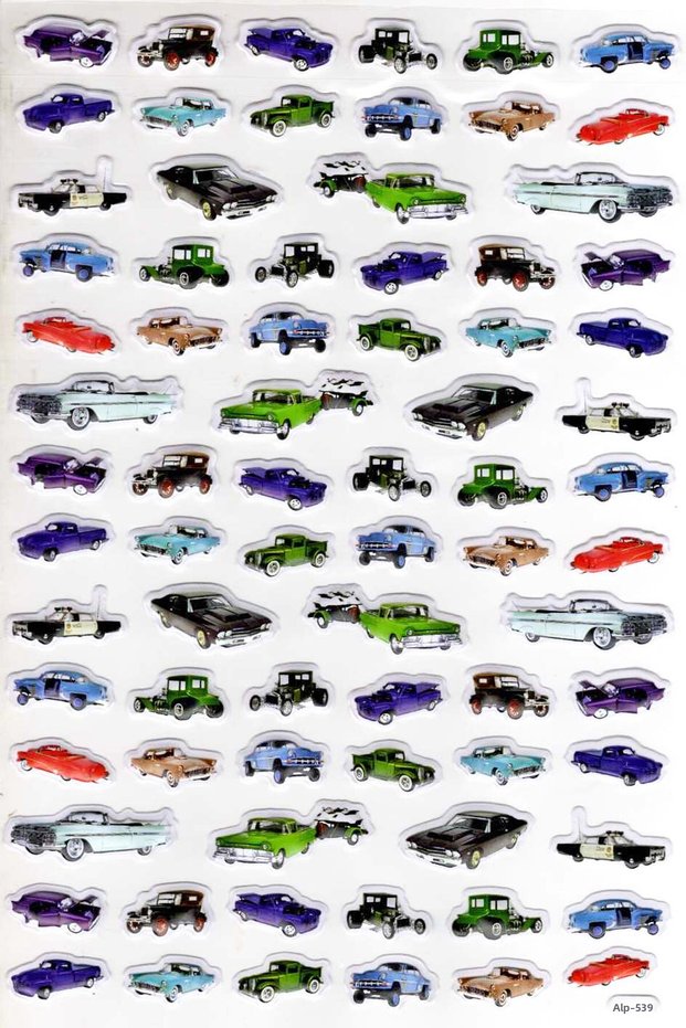 Sticker Embossed A4 Size Sticker Notebook, Planner Sticker-(Lim539) - Retro Cars