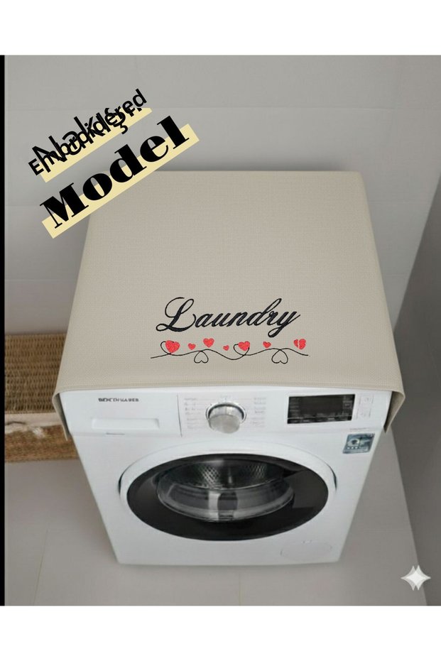 Lucky Baby Washing Machine Cover Embroidered Model Liquid and Stain Resistant Beige Color