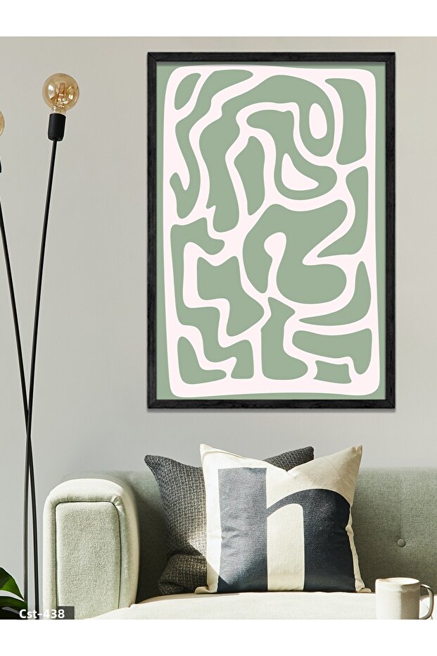 Green Figure One Piece Painting with Black Wooden Frame