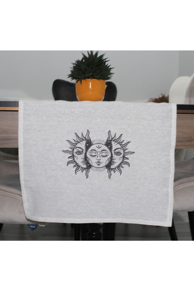 Cream Moon And Sun Printed Runner