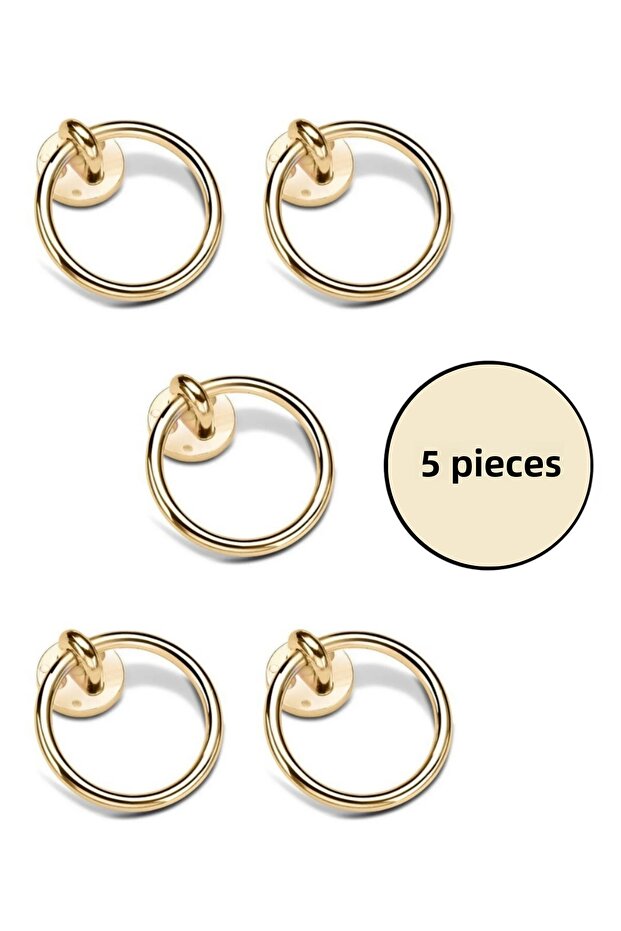 5 Pcs Ring Pendulum Handle Set - Top Screw Chair Back and Furniture Handle - 60 mm Gold Yellow