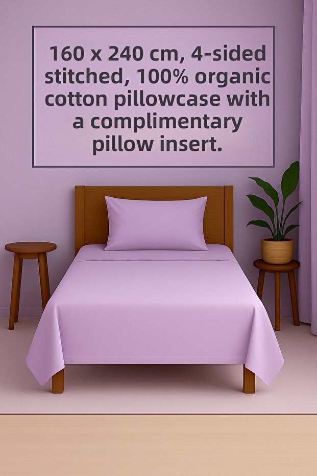 Fitted Sheet for Single Bed, 100% Cotton, Sewn at 4 Corners, 1 Pillowcase as a Gift, Size 160×240