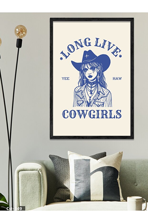 Cow Girls One Piece Black Wooden Framed Painting