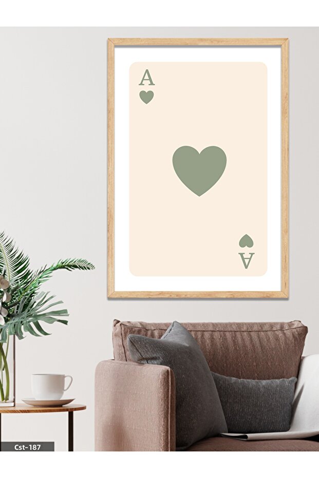 Light Green Ace of Spades One Piece Wooden Framed Painting