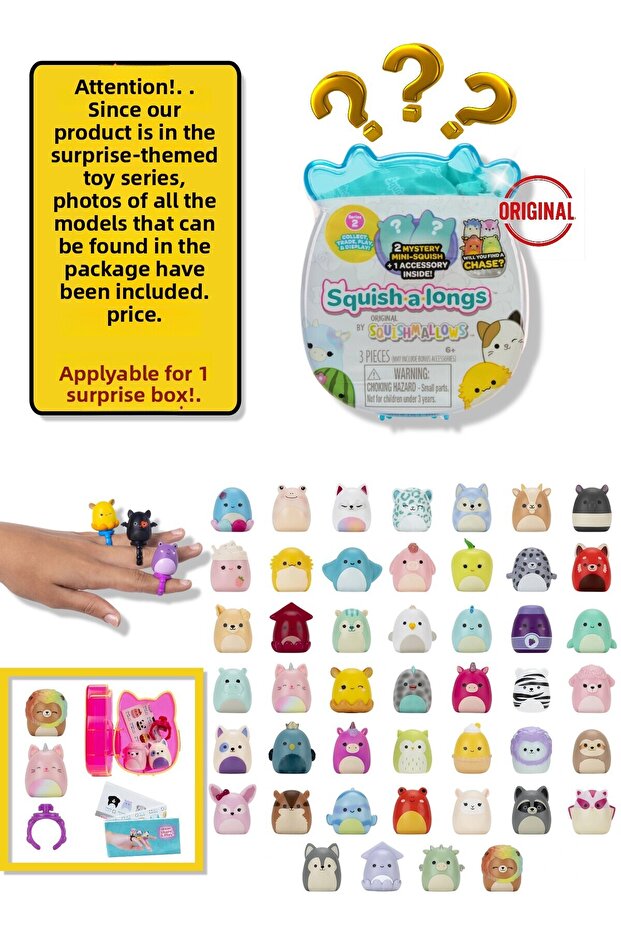 Squishmallows Squish-A-Longs 2 Figures + Ring Surprise Pack Series 2 - 1 Surprise Small Box Comes