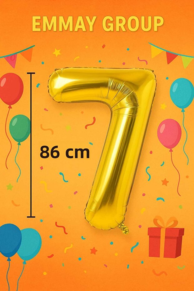 7 Year Old Number Foil Balloon (7) Gold 86cm 34”
