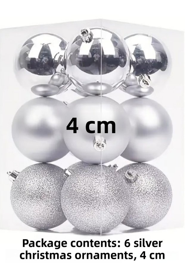 6 Pieces Christmas Tree Ornament 4 cm Glittery and Shiny Tiny Cute Ball Tree Ornament Christmas Tree Ornament Bright Color