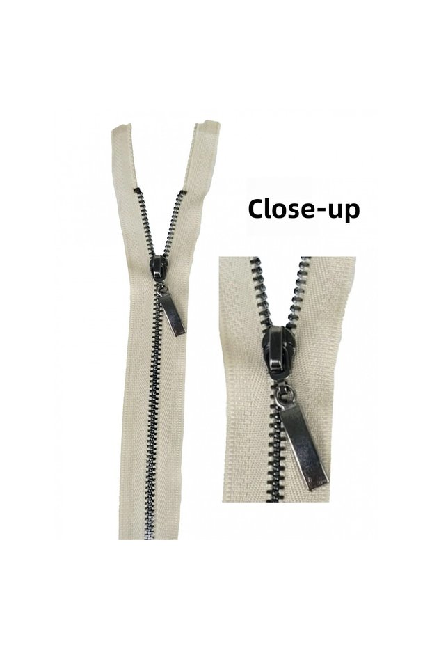 Metal Zipper Beige 55 cm 1 Piece Multi-Purpose Use F-701