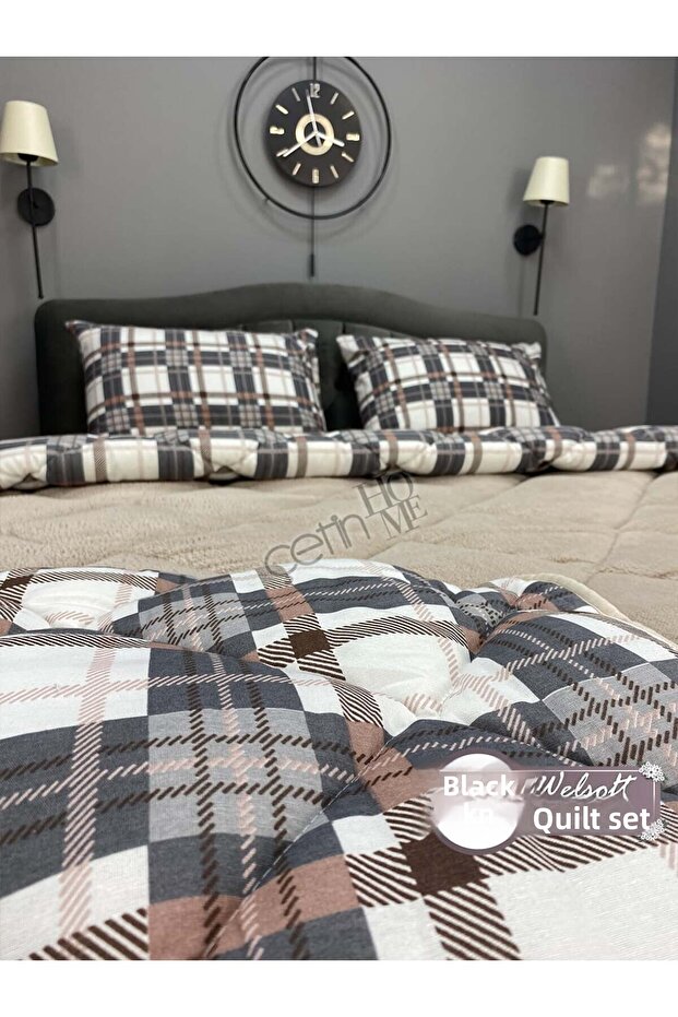 Double Patterned Welsoft Quilt Set (Without Sheets) - 5