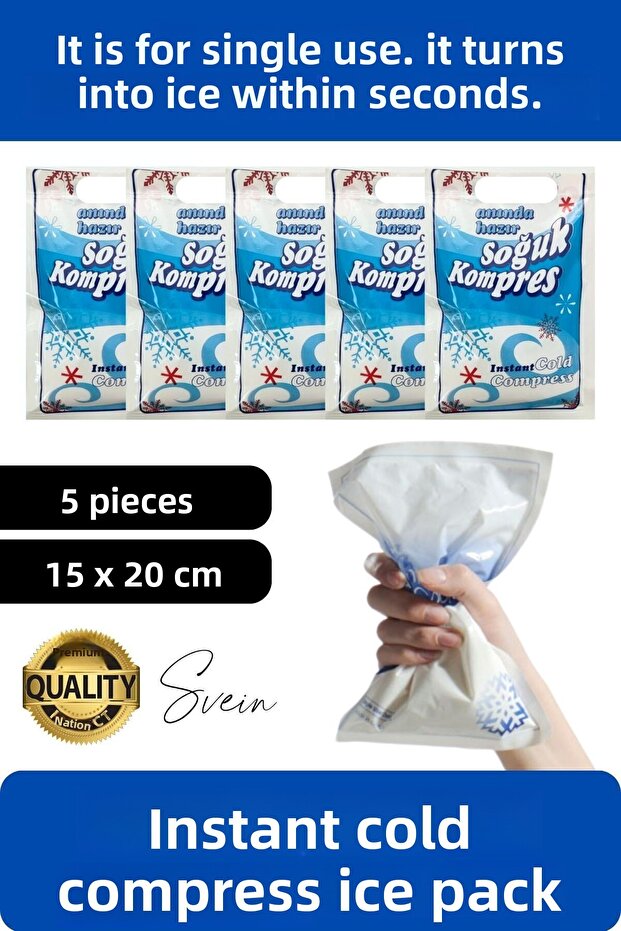 5 Pcs Disposable Instant Ready Cold Compress Pad Ice Bag Emergency First Aid Pack Therapy