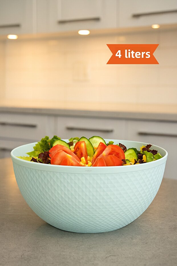 4 Liter Large Serving and Storage Bowl – Bpa-Free, Multi-Purpose Kitchen Bowl, White Bowl