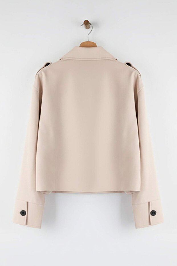 Taş Kruvaze Oversize Kısa Trençkot TWOAW26TR00020 - 8