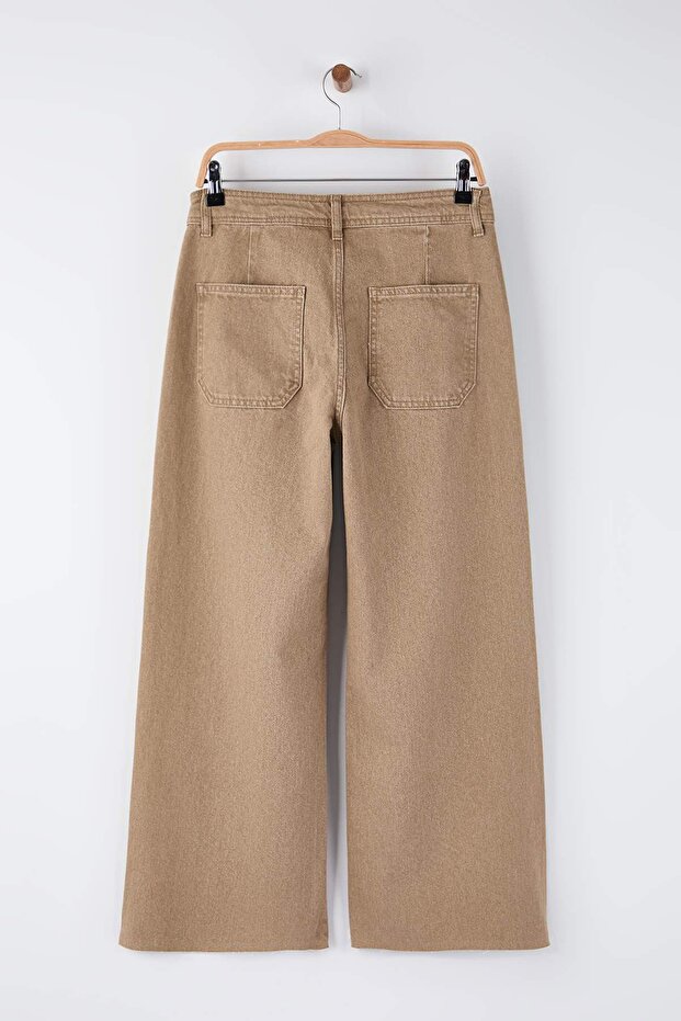 Kahverengi Orta Belli ve Beli Detaylı Normal Bel Culotte Jeans TWOAW26JE00045 - 6