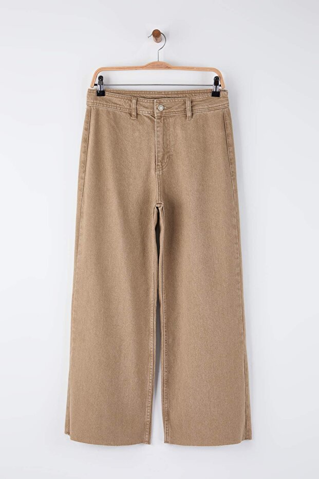 Kahverengi Orta Belli ve Beli Detaylı Normal Bel Culotte Jeans TWOAW26JE00045 - 5