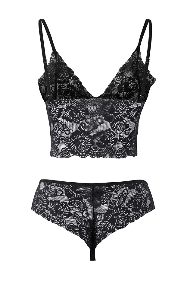 Siyah-Çok Renkli 3'lü Çeyiz Set Leopar Saten Dokuma Gecelik THMAW26GC00011 - 8