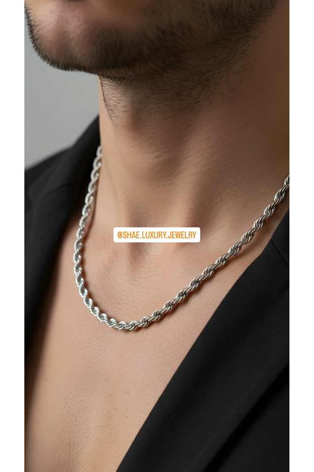 Twisted Chain Necklace Stainless Steel Men's 60 cm