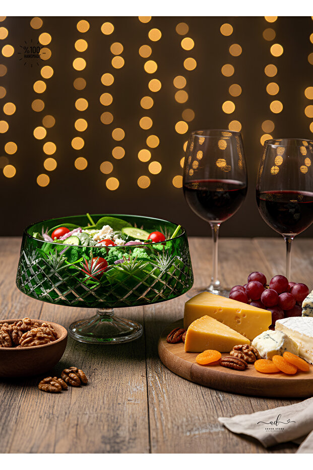 قطع ديكور مصنوع يدويًا وعاء سوفرا أخضر - 1