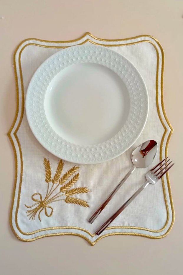 Başak 100% Linen (Embroidered) Supla-Gold 6 Pieces