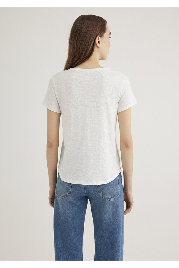 Ecru Basic T-Shirt Regular Fit 1613075-70057 - 5