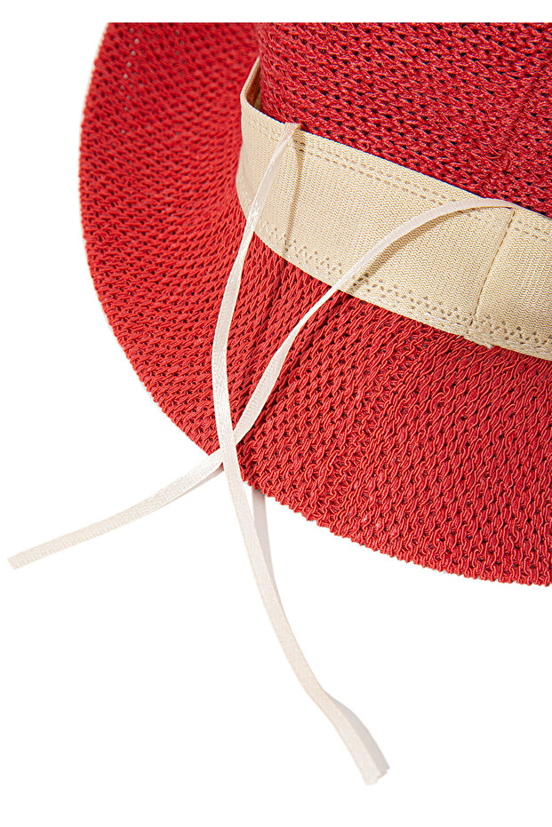 Kırmızı Hasır Bucket Şapka 1910080-86417 - 4