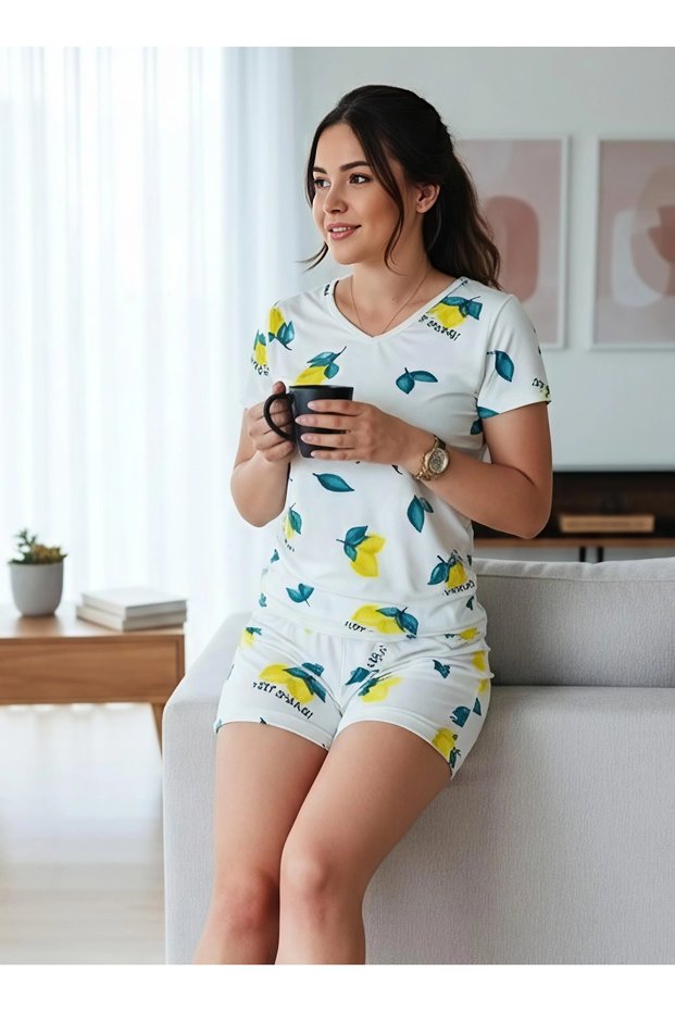 2-Piece Pajama Set with Shorts Viscose Lycra