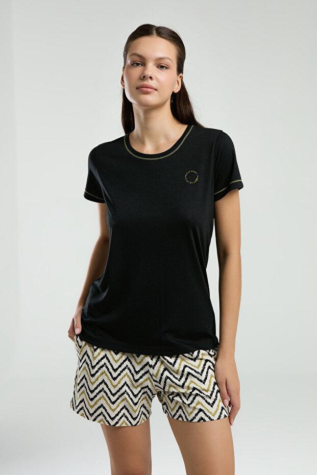 Kadın Siyah Şort Takım - 1