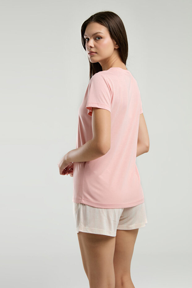 Kadın Pembe Şort Takım - 4