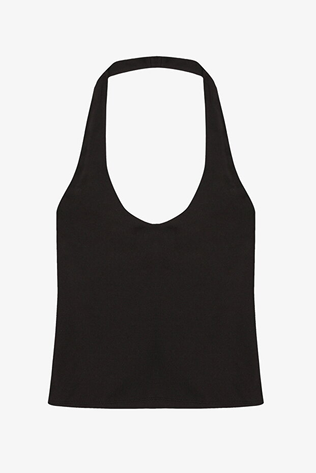 Sırt Dekolteli Halter Yaka Basic Atlet Siyah - 2