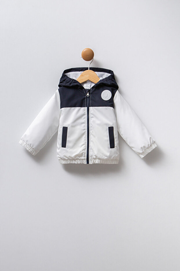 Baby Boy Hooded Embroidered Summer Regular Fit Navy Blue Coat Usb2282-C-V1