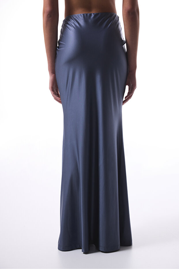 Gri Seashell Büzgülü Uzun Etek - Gamze Erçel Koleksiyonu - 3