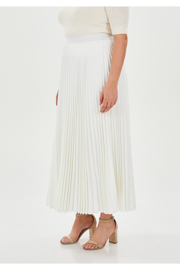 Maxi Boy Beyaz Pliseli Etek - 3