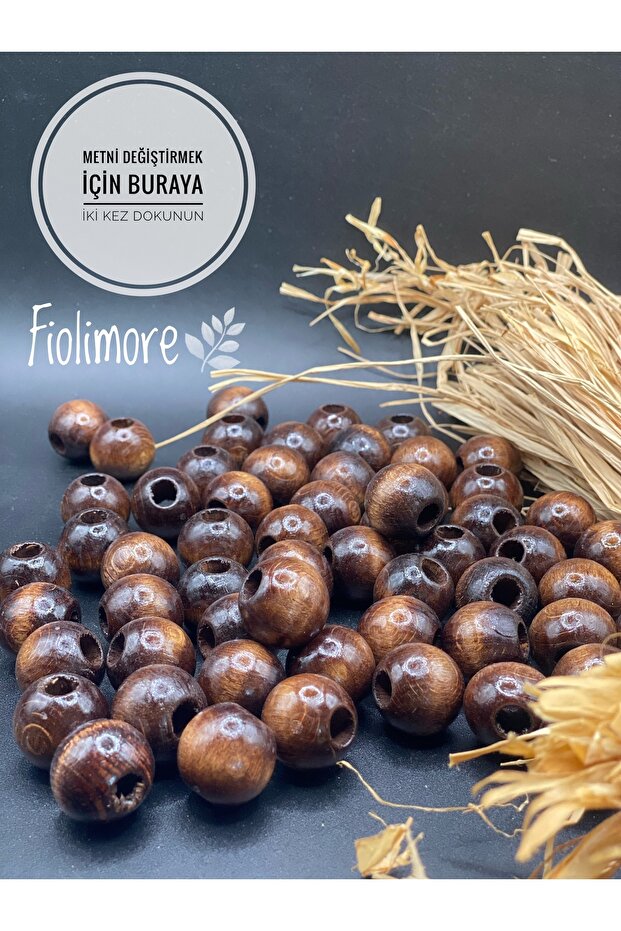 20 mm Brown Wooden Beads (50 Gr, Average 23 Pieces) Wide Hole Diameter 7 mm Macrame Bag Bracelet Jewelry