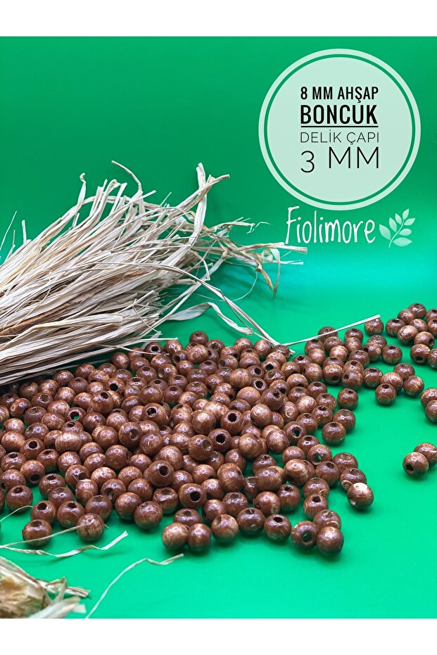 8 mm Tan Color Wooden Beads (50 Grams 224 Pieces) Hole Diameter 3mm Macrame Jewelry Bracelet Wooden Round
