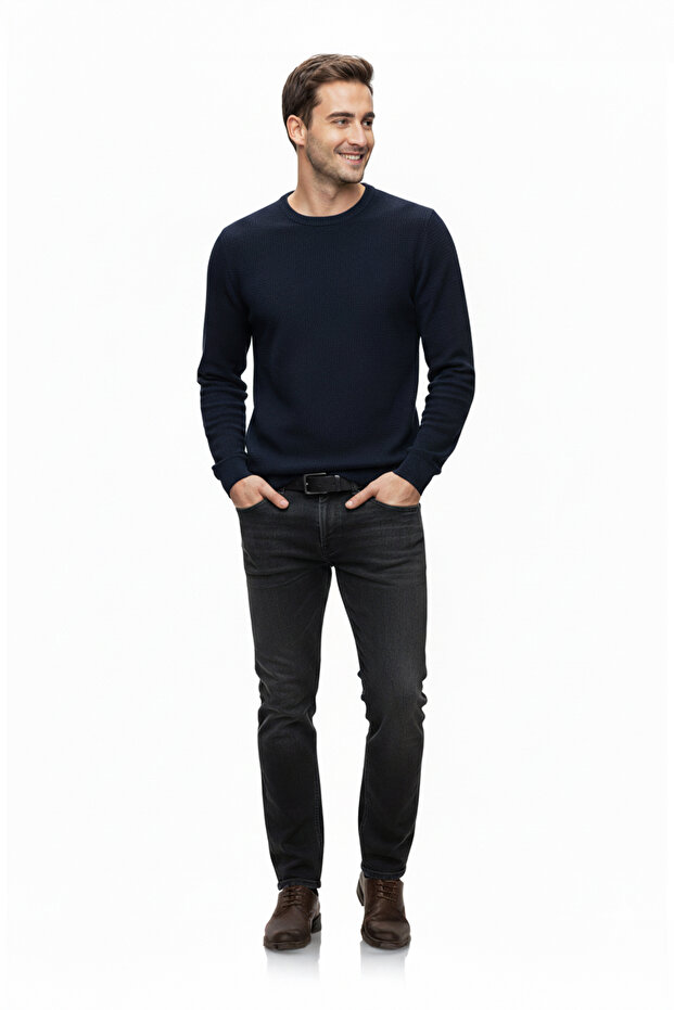 Erkek Bisiklet Yaka Yumuşak Kazak | %70 Kaşmir - 2