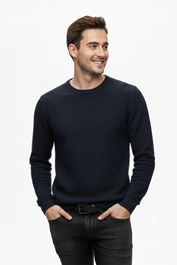 Erkek Bisiklet Yaka Yumuşak Kazak | %70 Kaşmir - 1