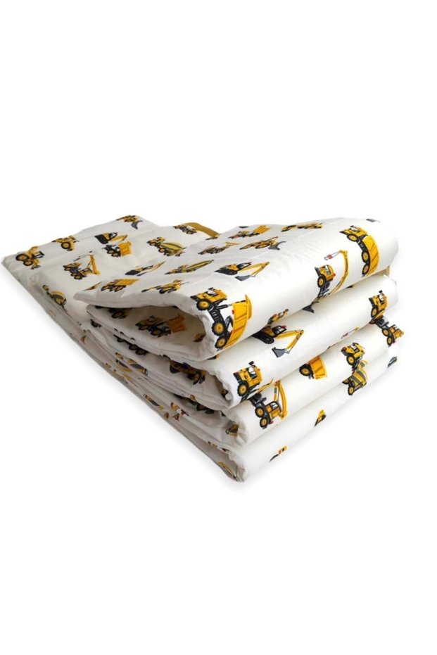 70x110 Park (4 Pieces) Yellow Construction Machinery Patterned Baby Kids Crib Side Protection
