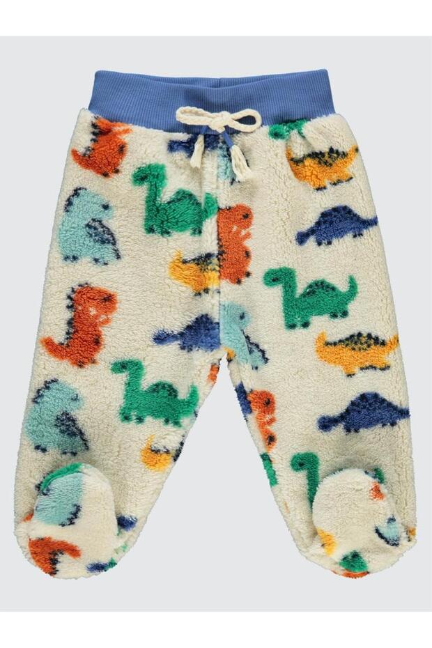 Dinosaur Printed Booties 6-18 Months Sweatpants - Ecru 3-6 Months